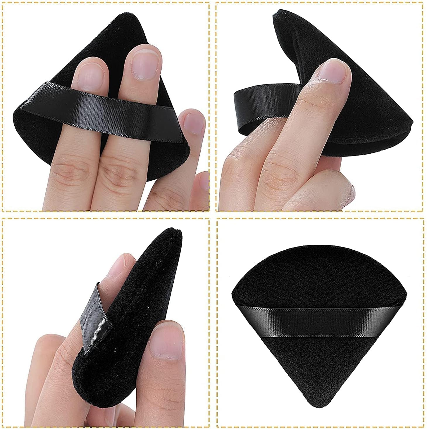 Kotinax 2Pcs Triangle Powder Puffs, Face Makeup Puff for Body Loose Powder Beauty Makeup Tool (Black) - Image 6 thumbnail