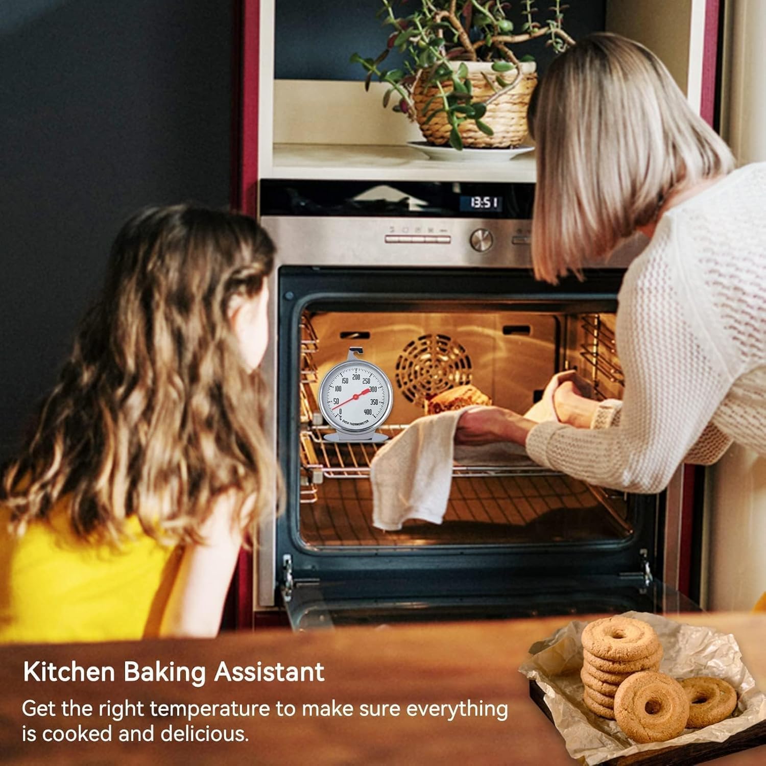 Termometro da Forno, 0~400 ℃ Termometro da Forno Interno in Acciaio Inox per Appendere, Multifunzione Termometro per Monitoraggio per Alimenti da Cucina per Cottura Barbecue e Cucinare