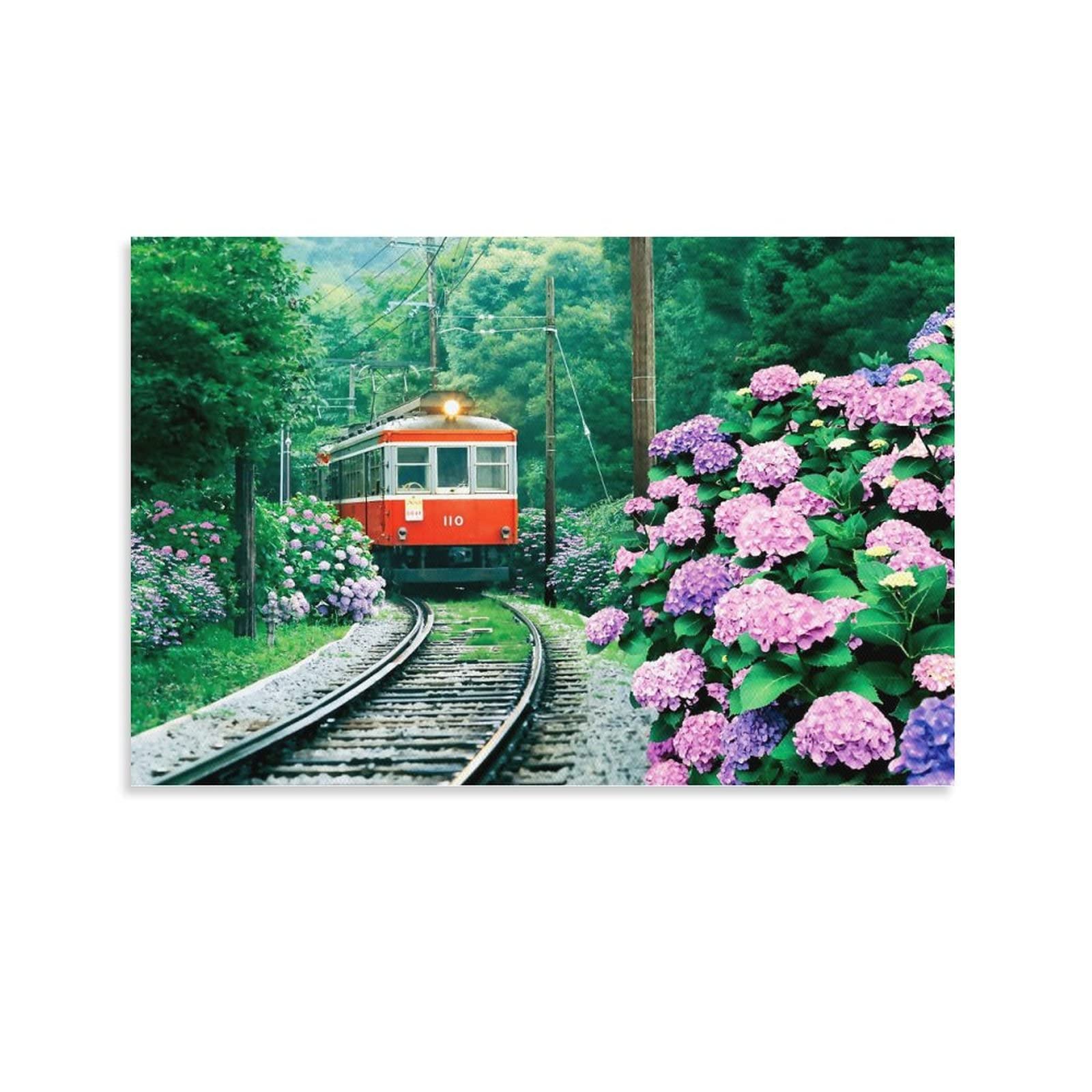 油絵 絵画 【紫陽花薫る箱根登山鉄道】