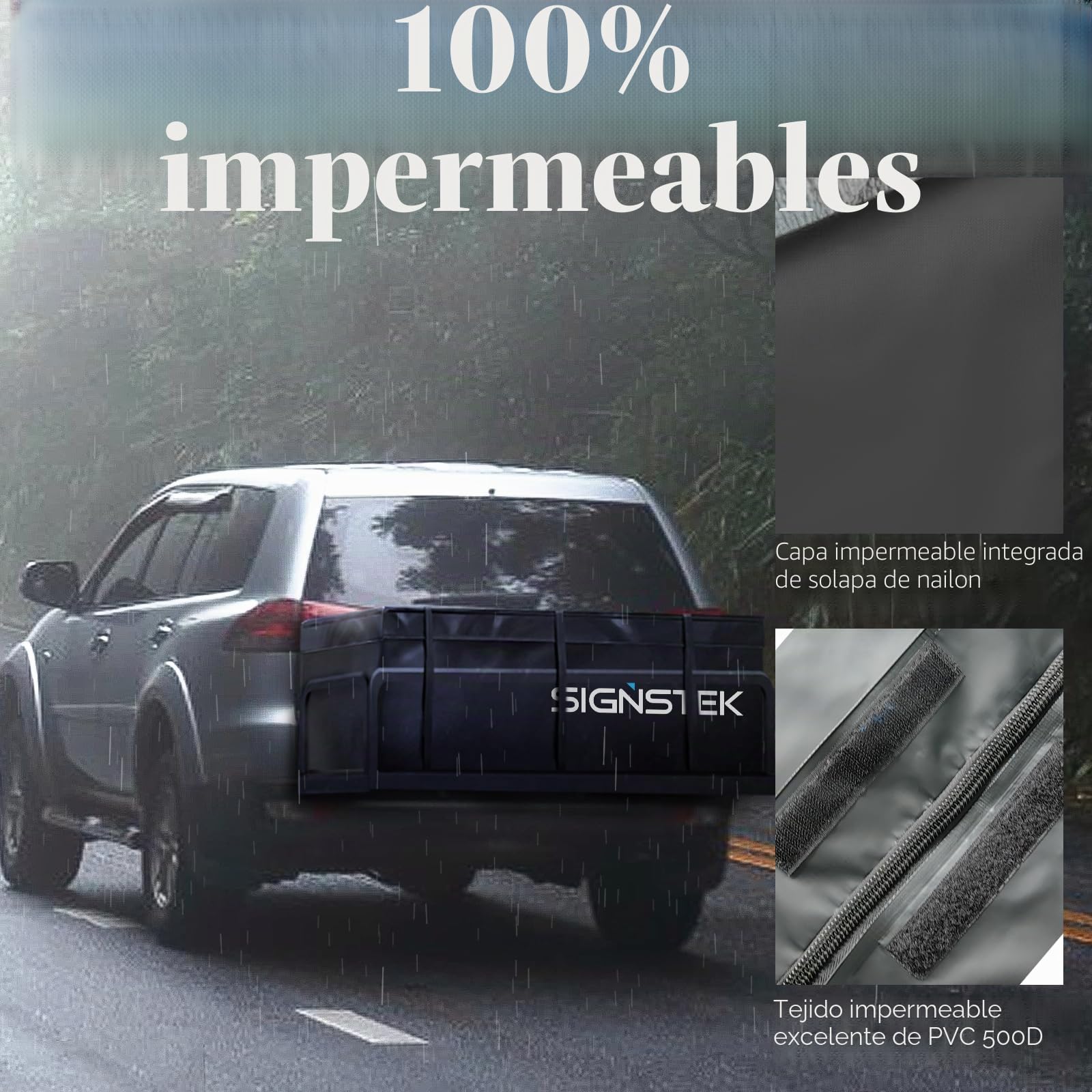 Signstek Caja trasera enganche remolque, bolsa equipaje extensible, impermeable, duradera suave, 417 L, 500 D PVC, para familia, al aire libre, escapada fin de semana