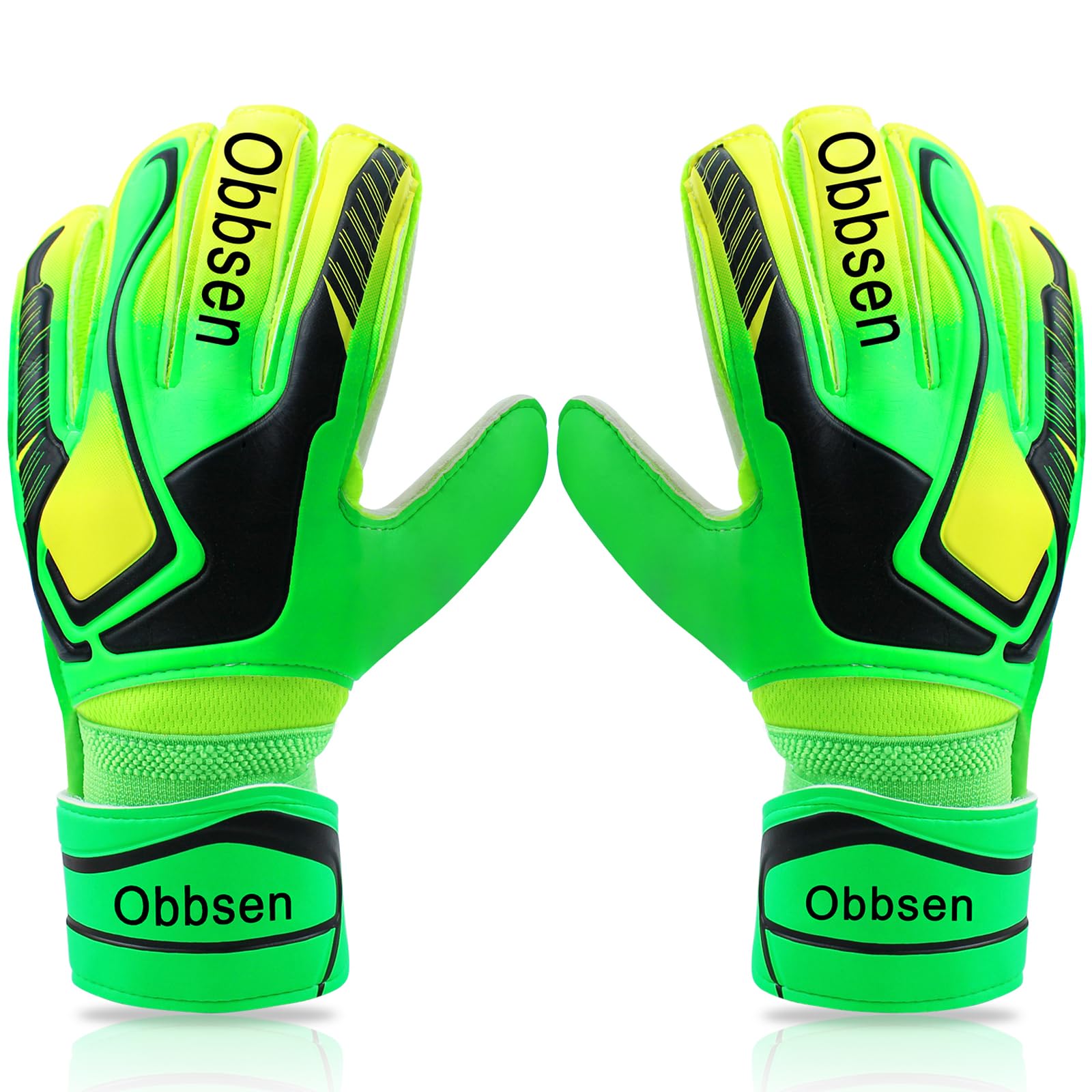 Obbsen Torwarthandschuhe für Kinder und Erwachsene, Fußball Handschuhe Torwart mit Fingerschutz, Latex-Anti-Rutsch-Griff, Extra Starkem Grip für Herren Damen