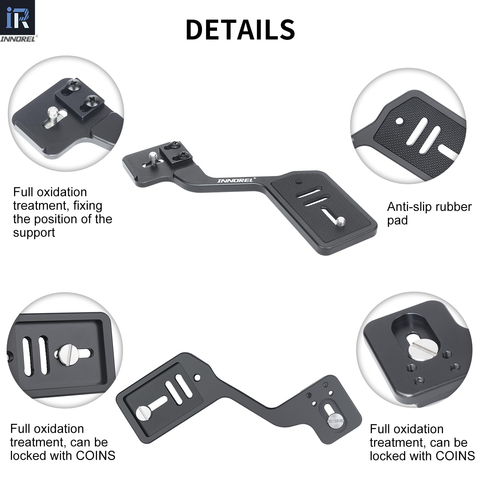 INNOREL Kamera Taschenlampe Stativ Halterung Professionelle multifunktionale tragbare Universal Aluminium Halterung mit Dual 1/4" Schraube Halterung Für Kamera Stand Shooting LED Licht Stand Mikrofon