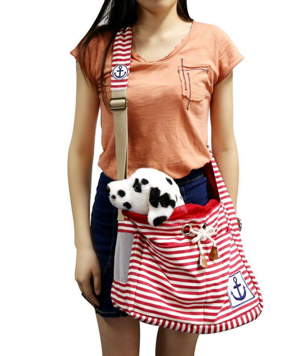 Ylen Portable Stripe Anchor Pet Dog Cat Puppy Travel Carrier Sling Shoulder Bag Backpack
