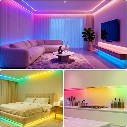 Miniatura 9 de Tuya WiFi Smart IC COB Kit de tira de luces LED COB LED direccionable WS2811, control remoto RF de 2.4G + control de aplicación Smart Life + control