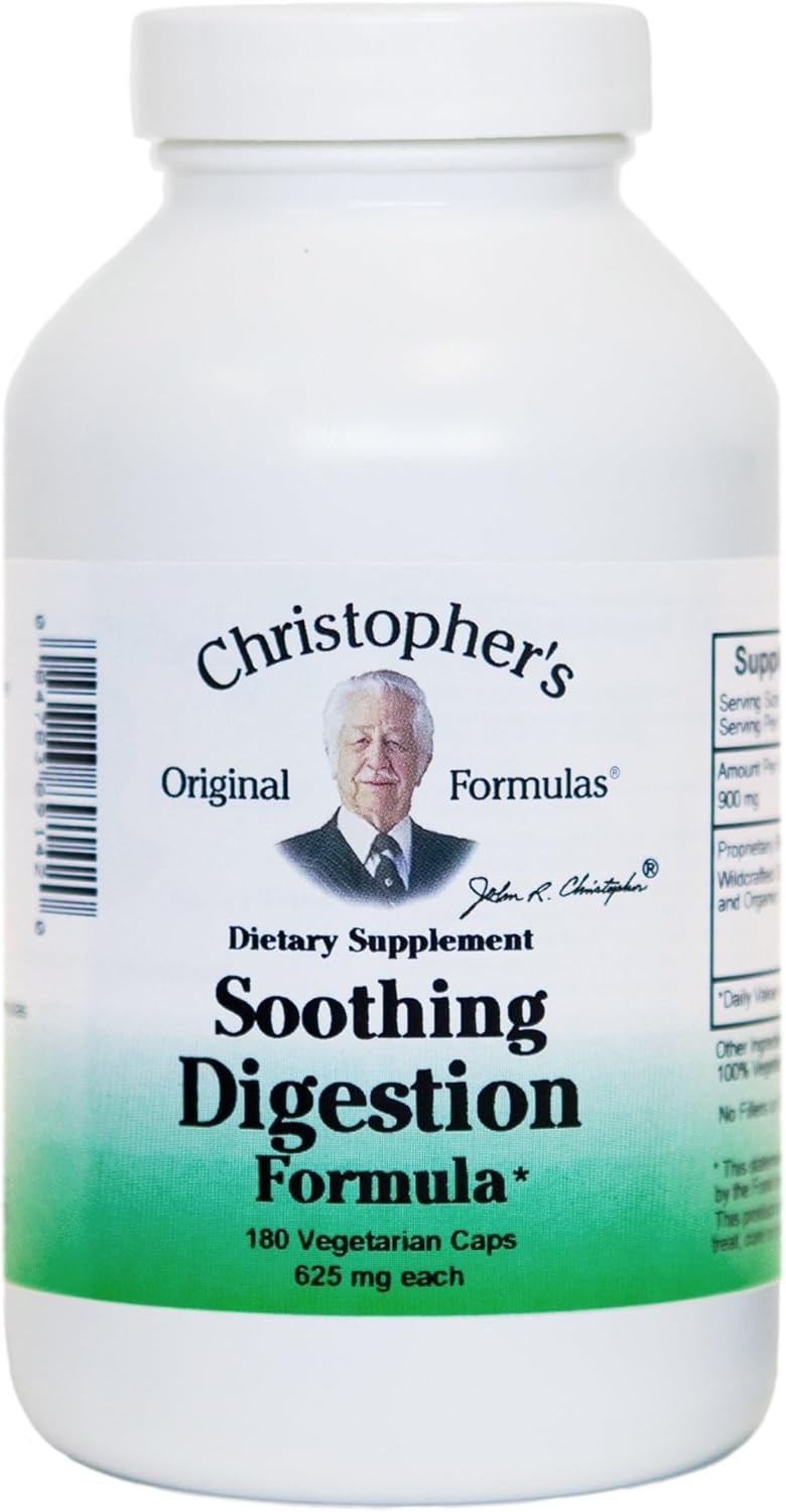 Christopher’s Soothing Digestion — 600 mg – 180 Vegetarian Capsules