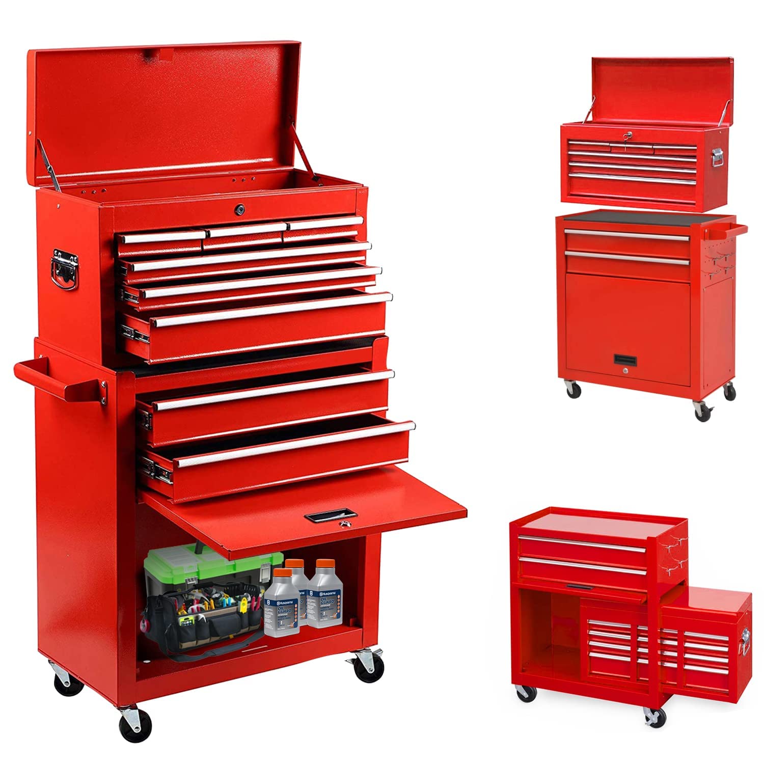 Buy 8Drawer Rolling Tool Box with Drawers Tool Chest on Wheels Keyed