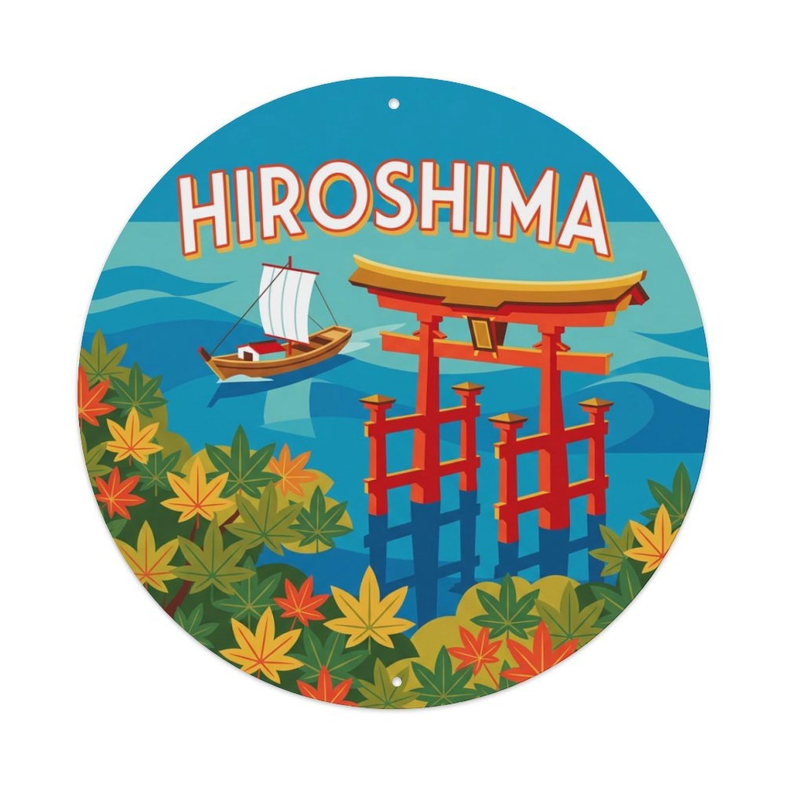 Travel Vintage Japan Hiroshima Metal Tin Sign