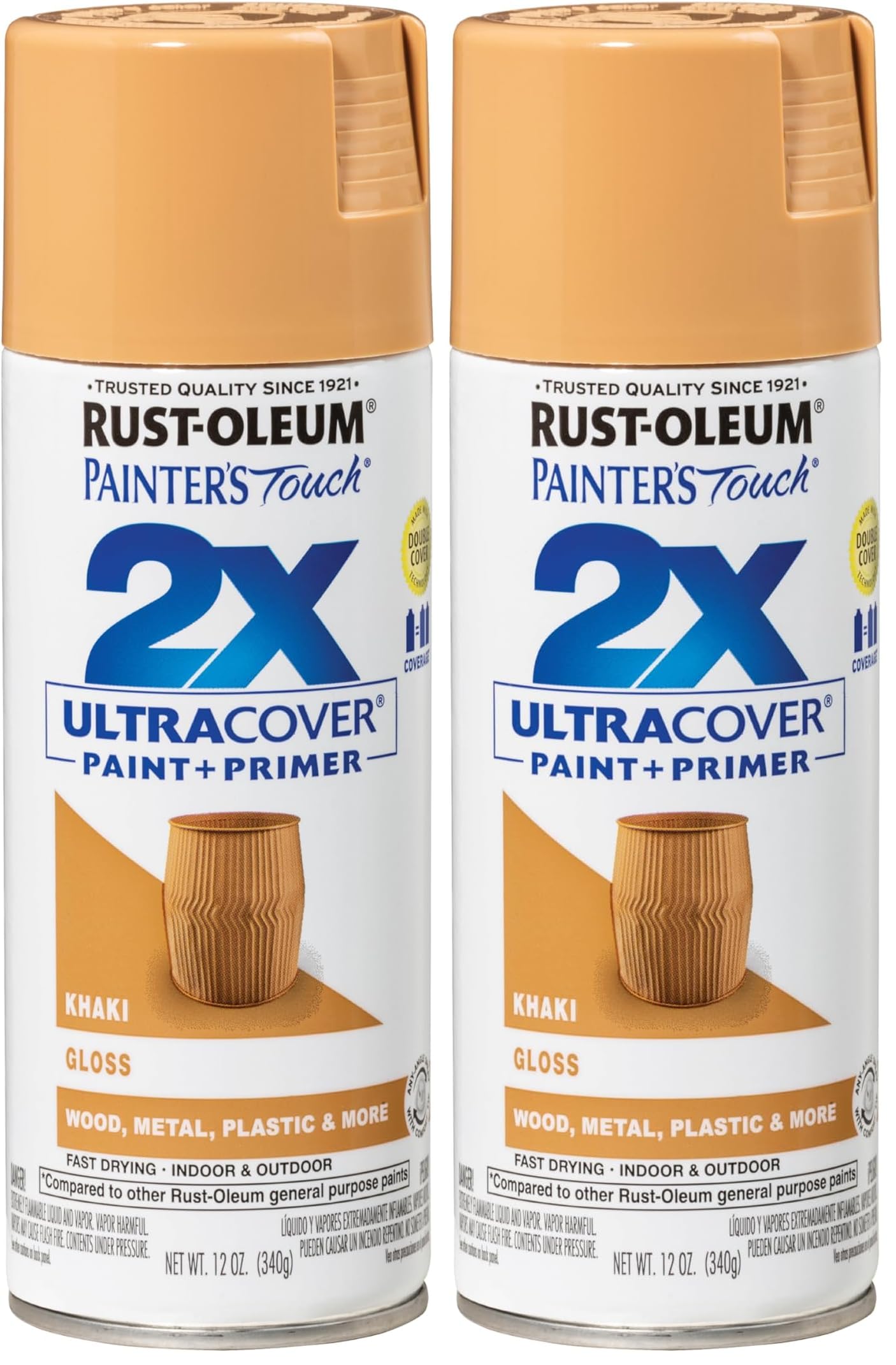 Rust-Oleum 249103 Painter's Touch 2X Ultra Cover Spray Paint, 12 oz, Gloss Khaki (Pack of 2)