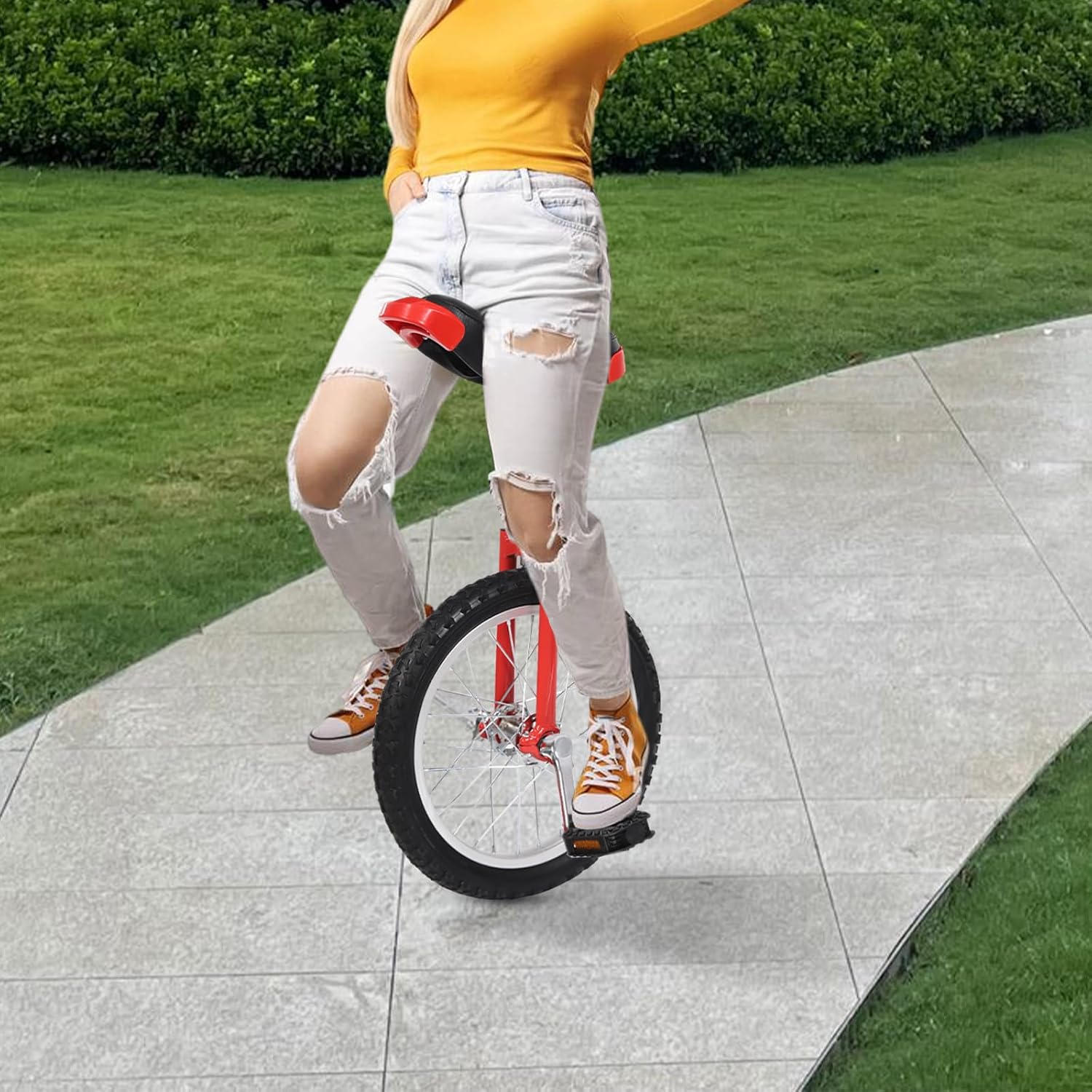 16" Wheel Outdoor Wheel Unicycle, One Wheel Bike, Adjustable Height Unicycle, Rim Leakproof Cycling Unicycle Outdoor Sports Fun Bicycle, One Wheel Bike for Commuter Student Fitness Exercise