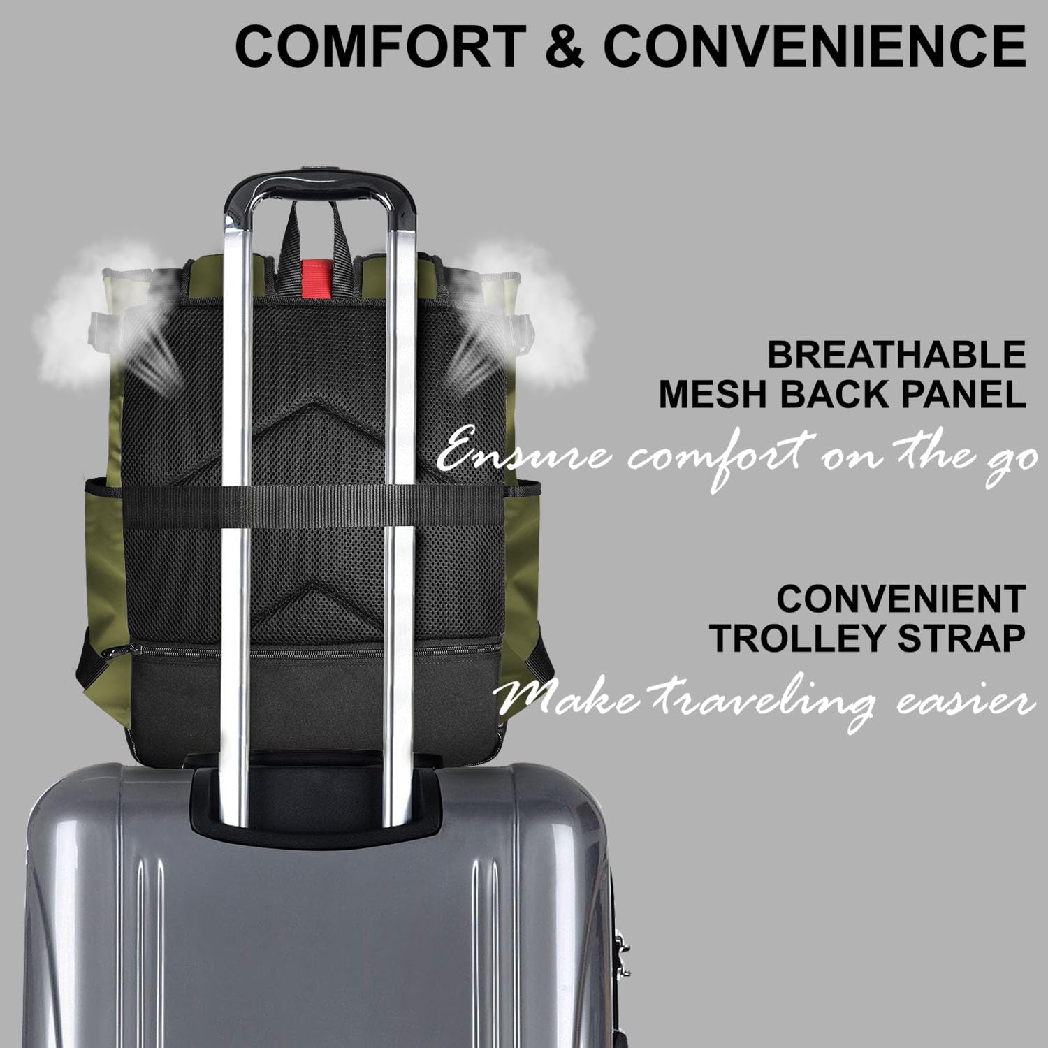 Unisex Laptop Tote Backpack Convertible Lightweight Nylon Water-Resistant Everyday Shoulder Tote bag Backpack with Water Bottle Pocket Work Travel, Army Green - Image 5