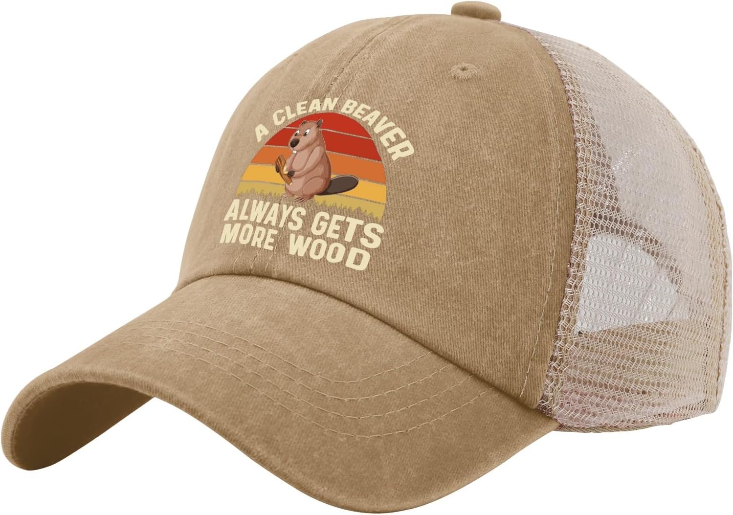 A Clean Beaver Always Gets More Wood Trucker Hats - Women's & Men's Funny Dad Hats - Perfect Birthday Gifts