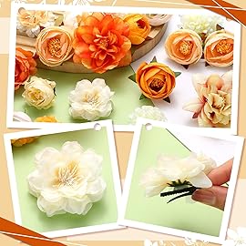 BBTO 21 Pcs Flower Hair Clip Rose Hair Clips Barrettes for Women Flower Accessories Boho Bride Claw Clip Hairpin Brooch Pin Headpiece for Wedding(Orange)
