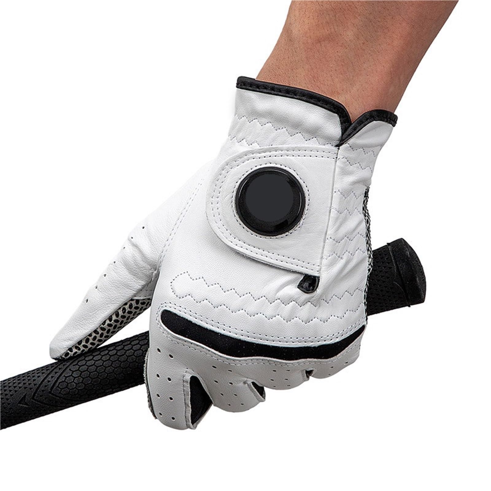 Guantes De Golf Guante de Mano Izquierda 2 uds con Guantes Protectores Antideslizantes con Marcador de Bola Guante de Cuero Suave for Hombres de Golf Golf Guantes