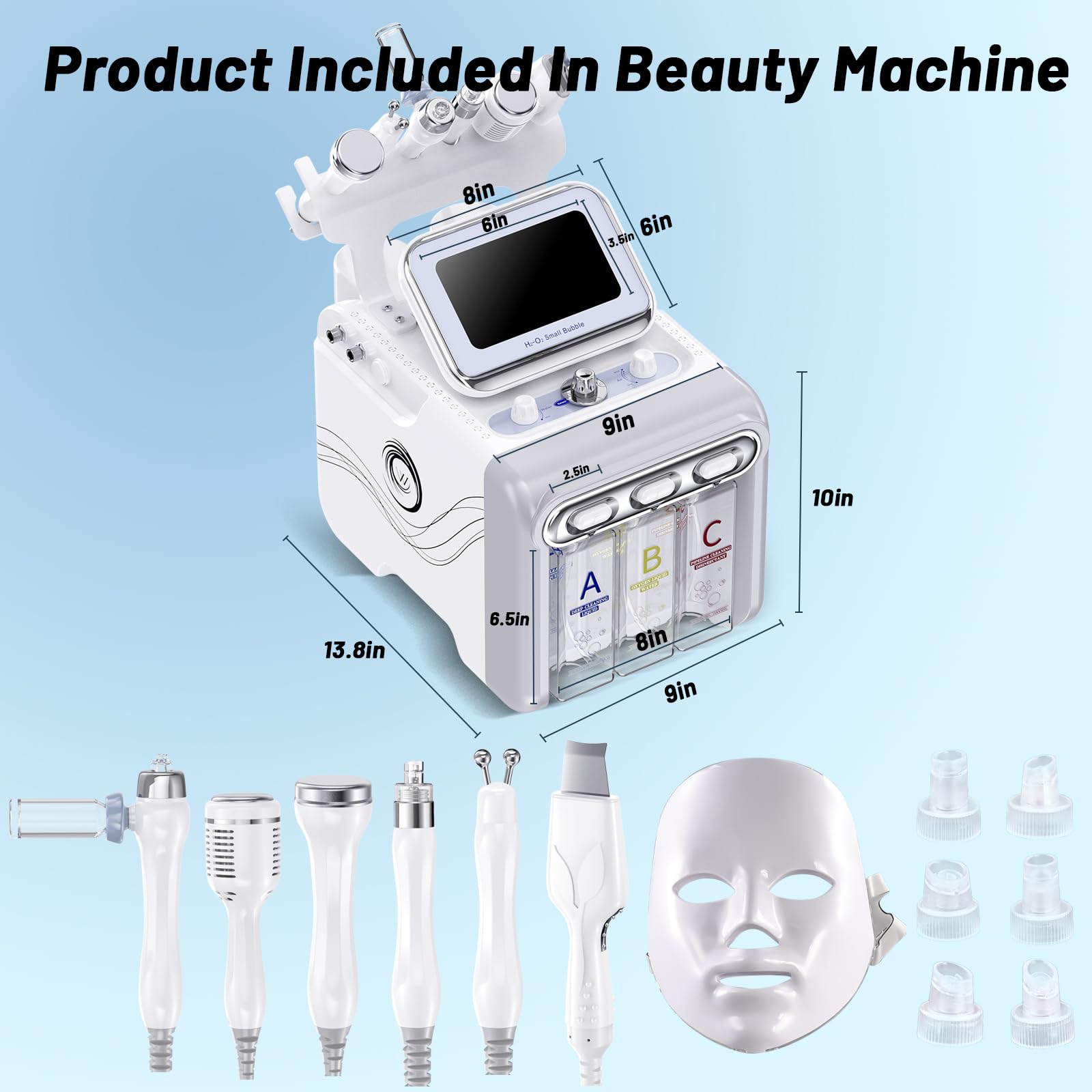 7 en 1 Máquina de Belleza Facial de Hidrógeno con Máscara, Multifunción Facial Cuidado, Reducción de Arrugas e Hidratación (Gris)