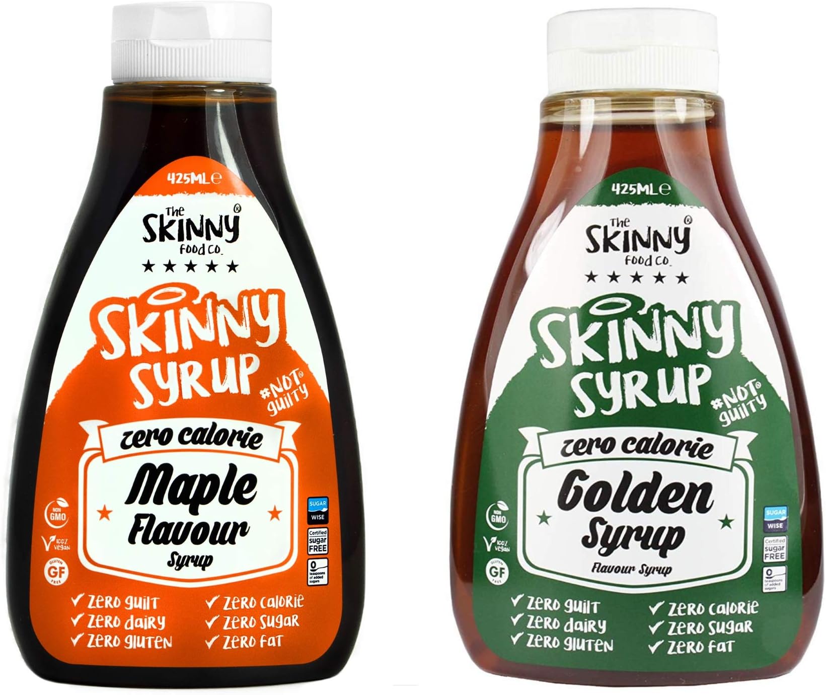 Syrup Twin Pack SW Maple Syrup - Golden Syrup Dessert Topping Sugar Free Zero Calories Guilt Free Sauce