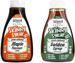 The Skinny Food Co Syrup Twin Pack SW Maple Syrup - Golden Syrup Dessert Topping Sugar Free Zero Calories Guilt Free Sauce