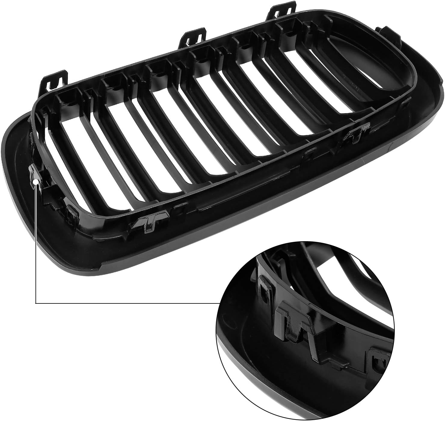 X AUTOHAUX 1 Pair Glossy Black Car Hood Kidney Bars Front Grille Double Line 4 Door for BMW X5 2014-2018