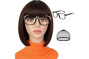 Velma Wigs for Women Velma Glasses Costume Set with Bangs