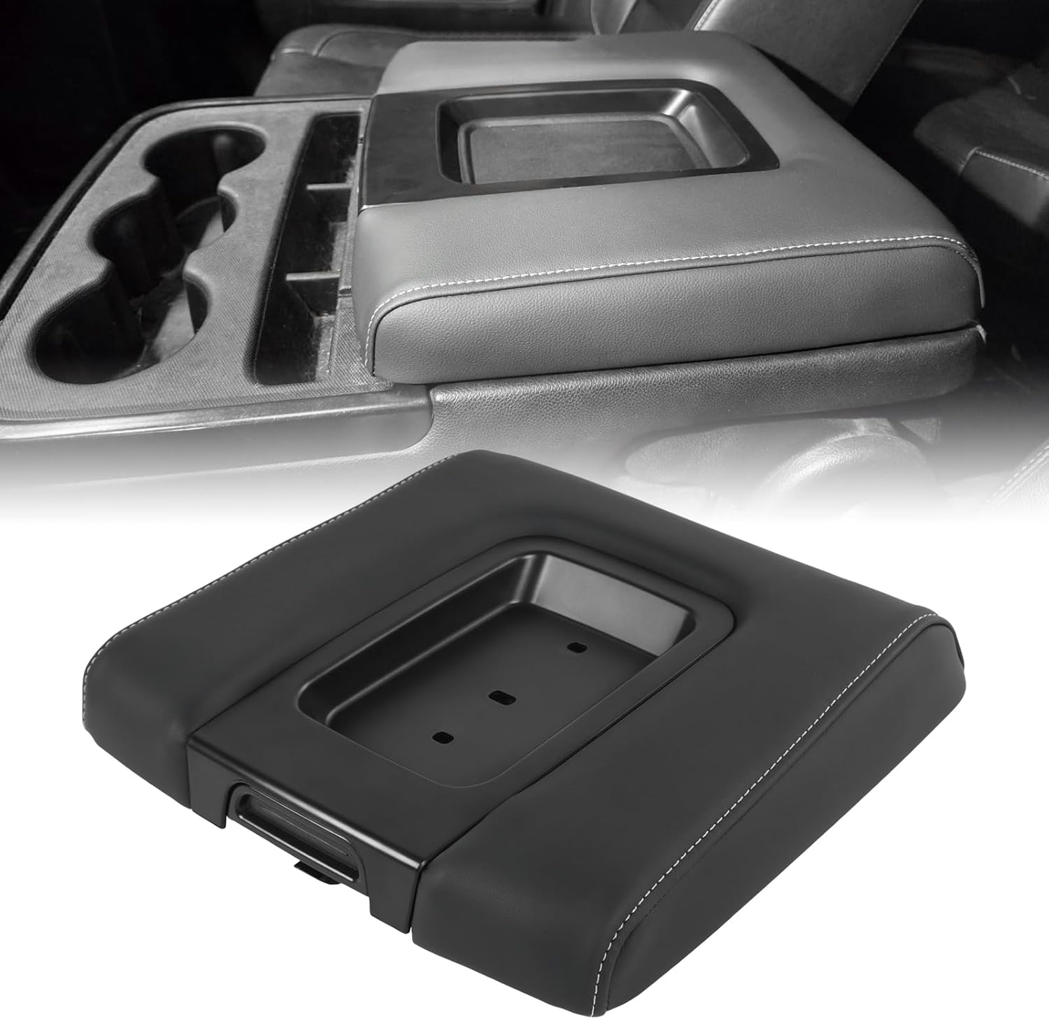 Front Seat Center Console Armrest Lid Black Replacement for Chevrolet Chevy Silverado Suburban Tahoe GMC Sierra Yukon XL 2014-2019, Cadillac Escalade ESV 2015-2018, Replace 22881398