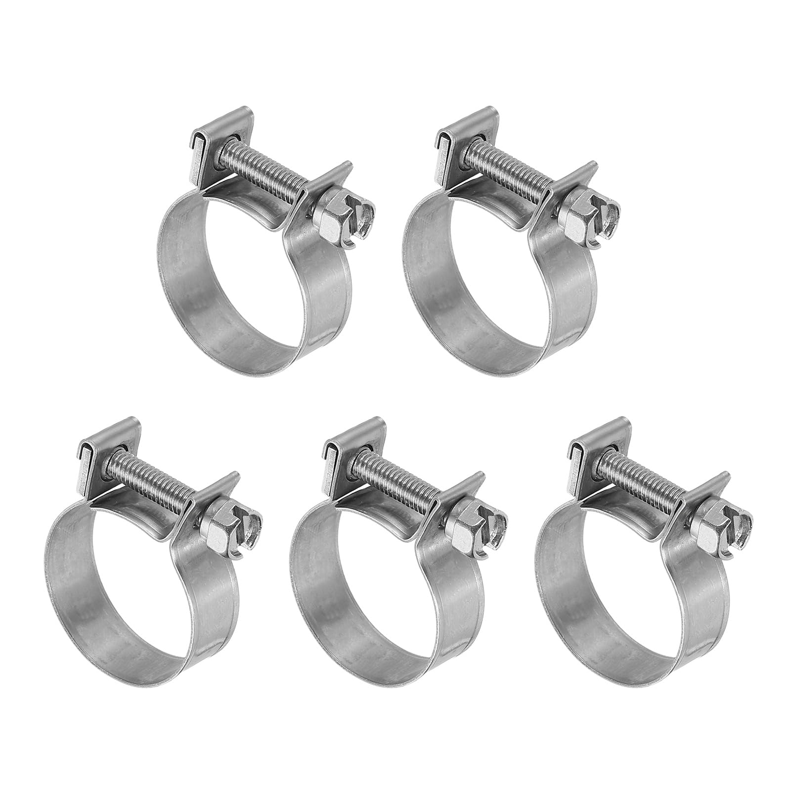 PATIKIL 5 Pcs 21-23mm Mini Fuel Injection Hose Clamps Stainless Steel Adjustable Clamp
