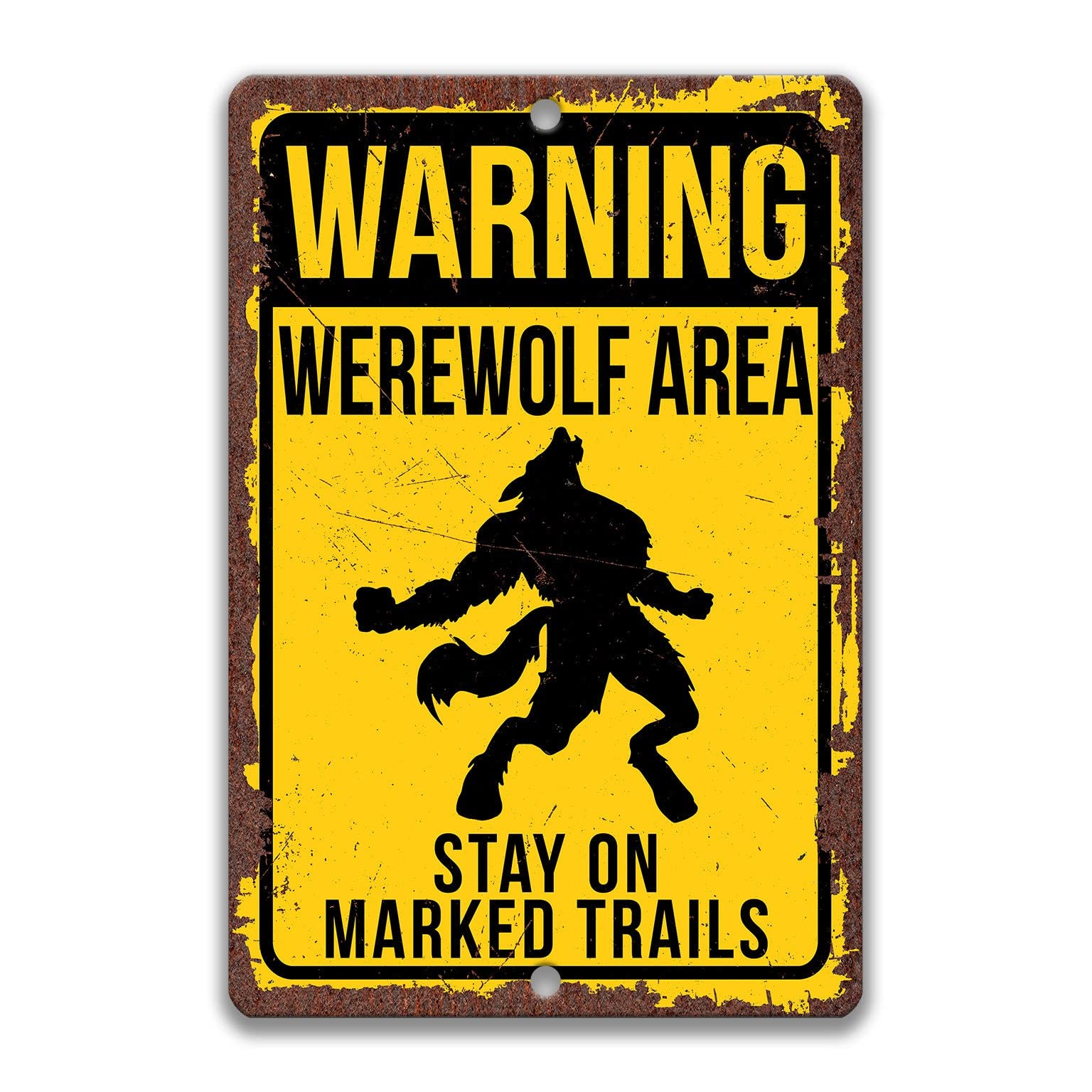 peiyeety Werewolf Sign, Howling Werewolf Metal Tin Sign Funny Poster Vintage Cafe Living Room Kitchen Bathroom Home Art Wall Decor Plaque Gift 8x12 inch