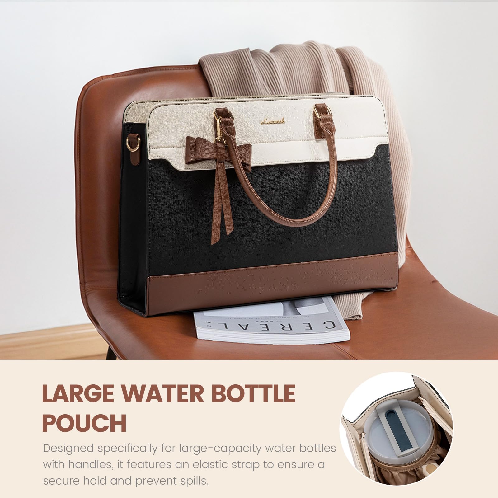 LOVEVOOK Handtasche Damen Groß, 15,6 Zoll Laptoptasche Arbeitstasche Elegant Uni Tasche Schultasche Lehrertasche, PU Leder Aktentasche Business Shopper Tasche Tote Bag für Schule Büro Arbeit