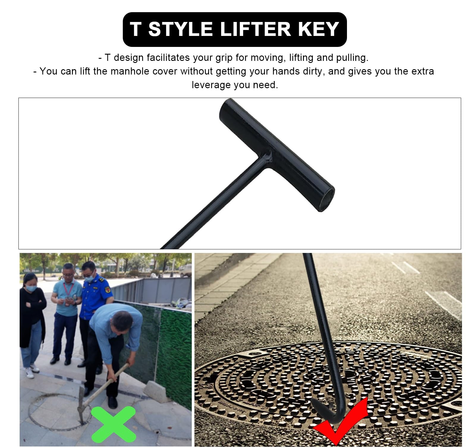 Gancio Per Sollevamento Tombini - In Acciaio Inossidabile, Lunghezza 400 Mm, Per Chiusini, Porte Avvolgibili E Fognature - Foto 7