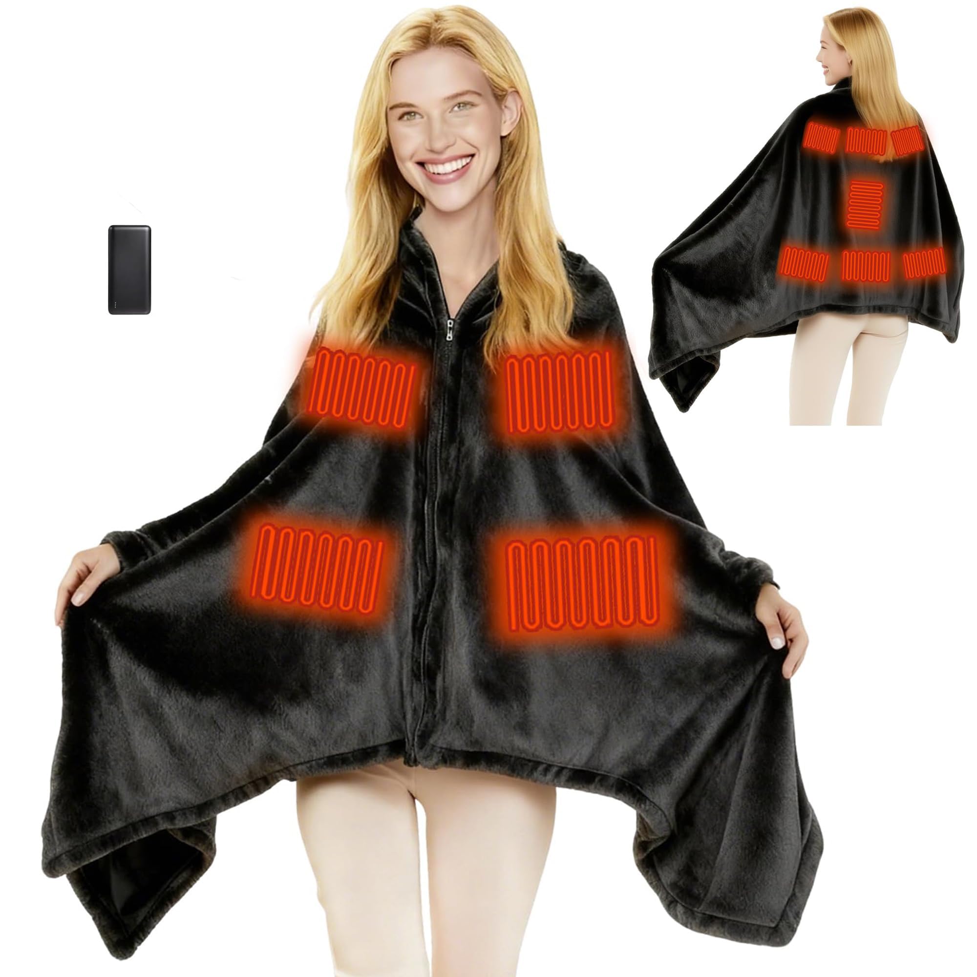 Photo 1 of ***	Doesn’t work no battery***Timtop Heated Shawl Wraps for Women Portable USB Heated Blanket Shawl with 20000mAh Battery Wearable Electric Blanket Fast Heating with 11 Heating Zones***	Doesn’t work no battery***