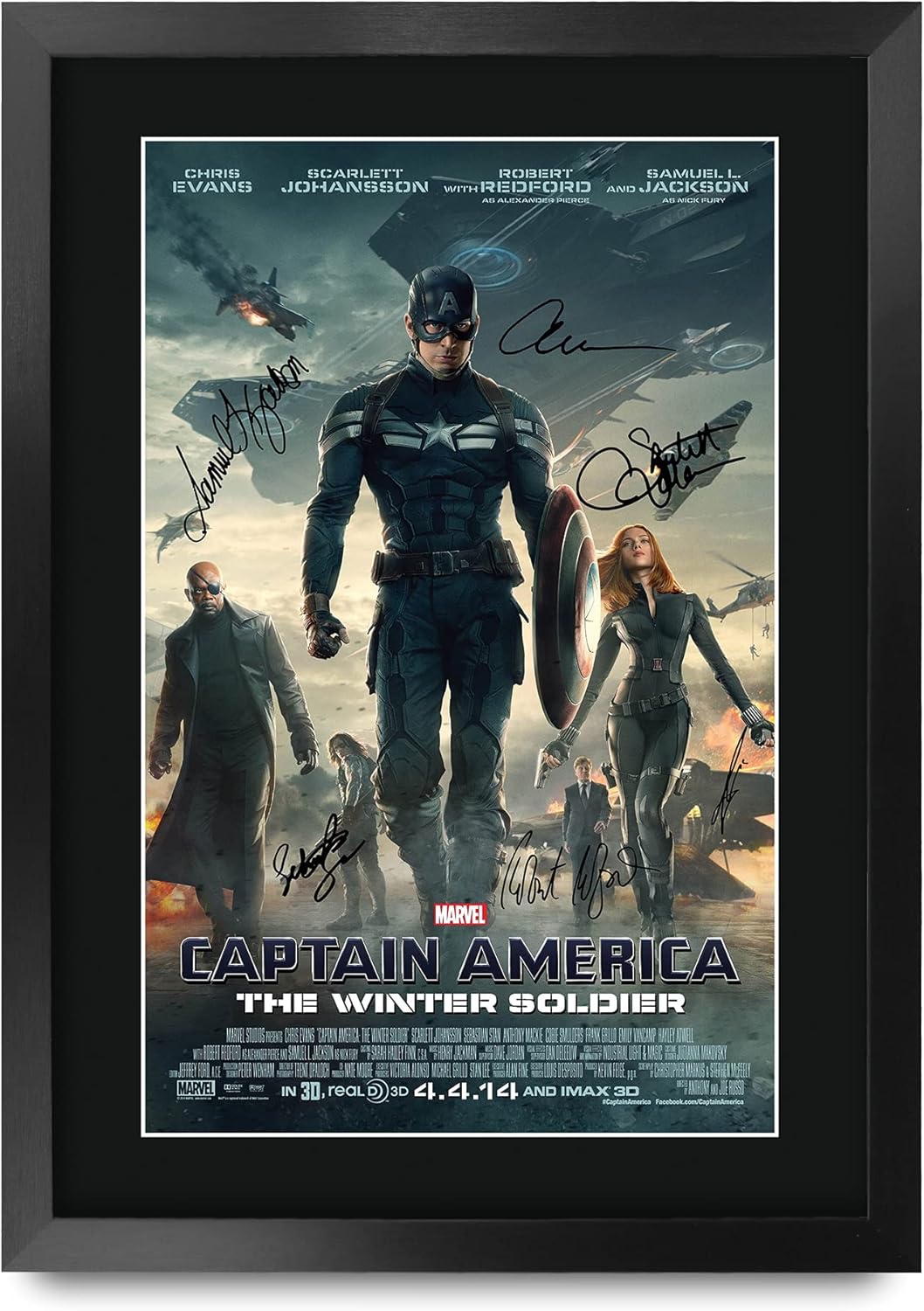 HWC Trading Captain America Movies Collection Chris Evans 16 x 12 inch Gifts Printed Poster Signed Autograph Picture for Movie Memorabilia Fans - 16" x 12" Framed