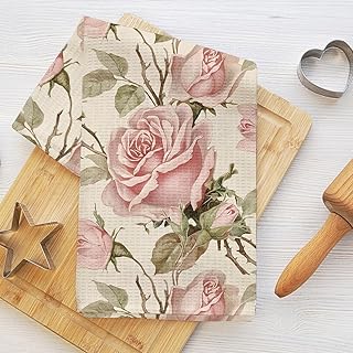 Watercolor Rose Kitchen Towels for Home Kitchen Bathroom, Dish Cloths fo...