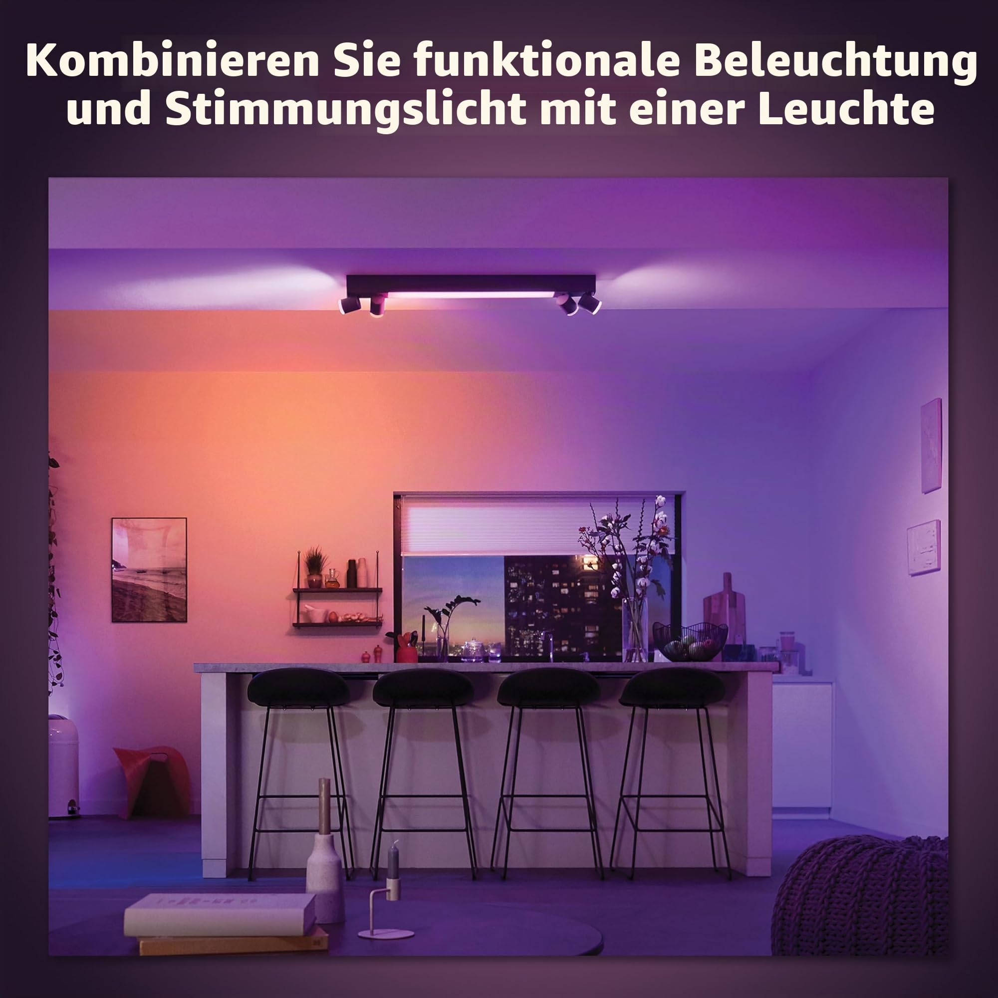 Philips Hue White & Color Ambiance Centris 4er Spot, dimmbar, 16 Mio. Farben, schwarz