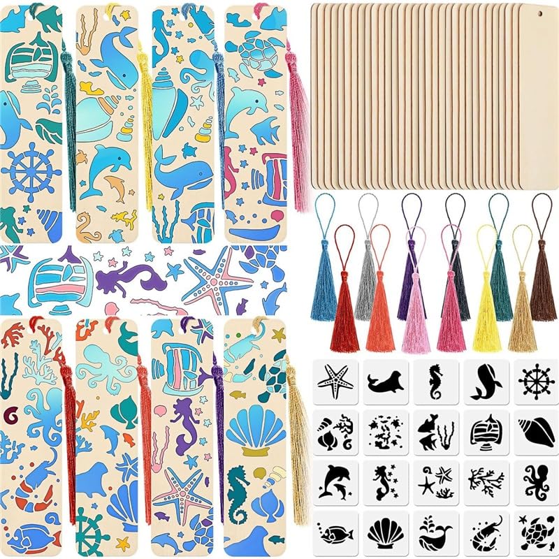 Marque-pages vierges en bois et pompons pour moments de détente créative