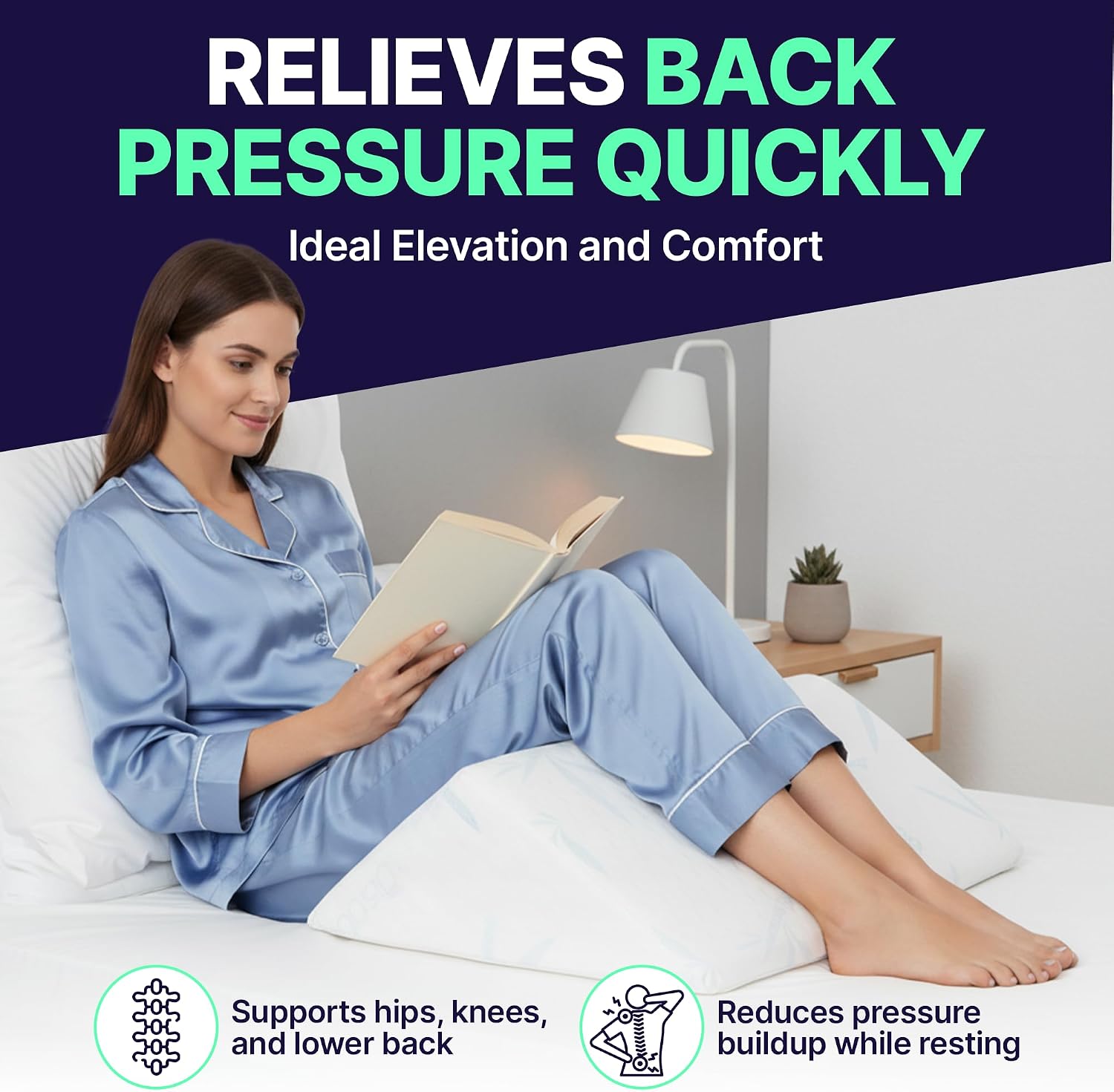 Back Support Systems The Angle Wedge Pillow – Leg & Knee Pillow Wedge for Sciatica Pain Relief, Body Pain, Lumbar Decompression – Triangle Foam Cushion Bed Bolster for Lower Back Support, Small