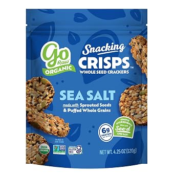 Go Raw Organic Sea Salt Snacking Crisps - Whole Seed Crunchy Crackers Made with Sprouted Seeds and Puffed Whole Grains, Non-GMO, Gluten-Free, Vegan, Kosher, Healthy Snacks for Kids & Adults, 4.25 oz