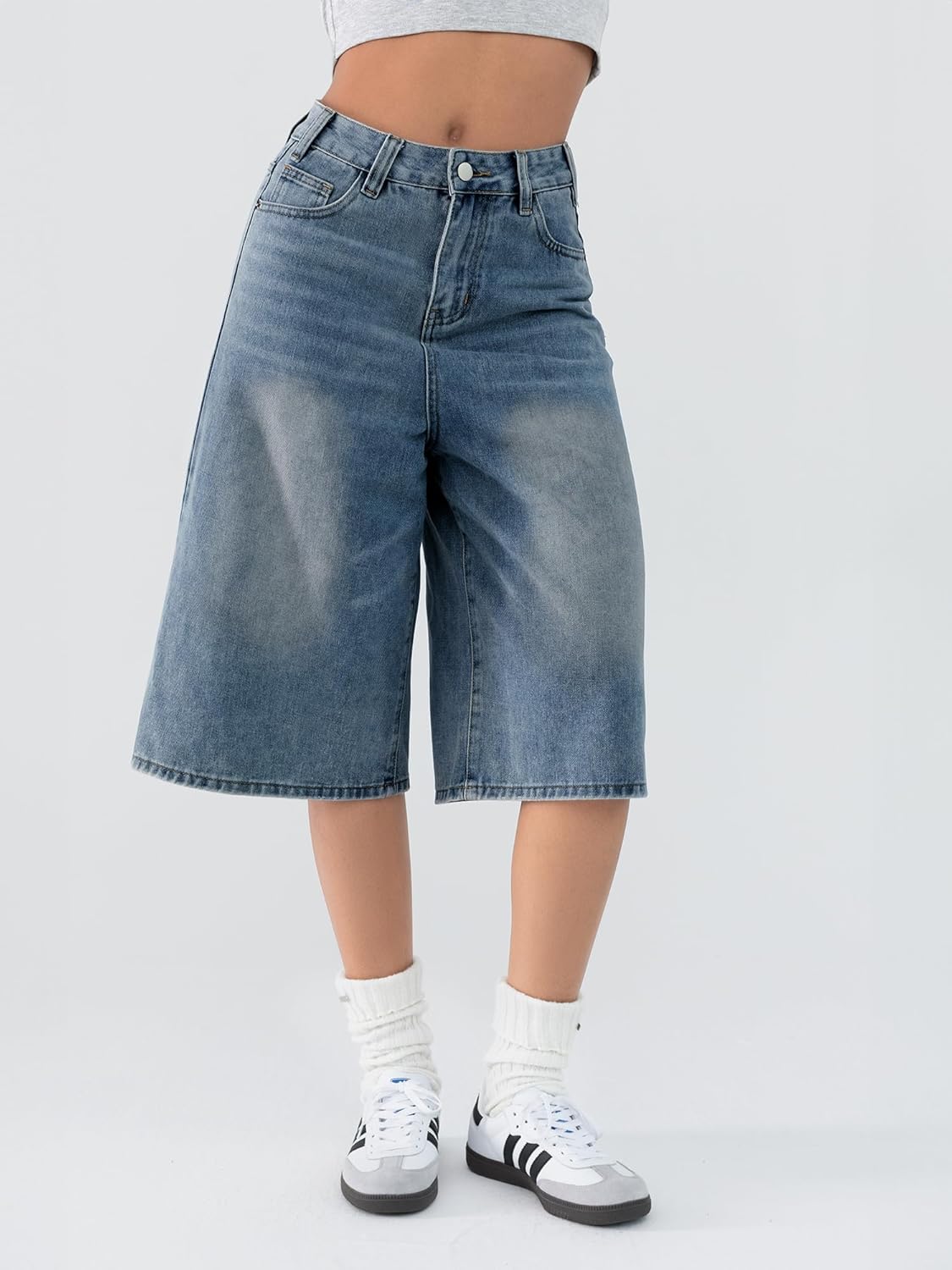 EMMIOL Women Jean Jorts Baggy Loose Fit Jean Shorts 2026 Summer Trendy Wide Leg Long Denim Shorts Y2K Clothes - Image 5