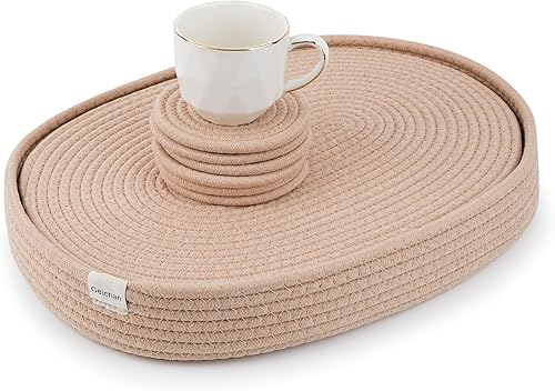 Juego de 6 manteles individuales hechos a mano, ovalados, de algodón tejido natural, para mesa de comedor, otoño, Halloween, Acción de Gracias,