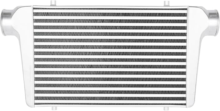Intercooler Kit, Universal Front Mount Intercooler 25"x3"x12", 3 Inlet & Outlet Aluminum Intercooler, 5-50PSI Universal Intercooler for any Turbo Charger System