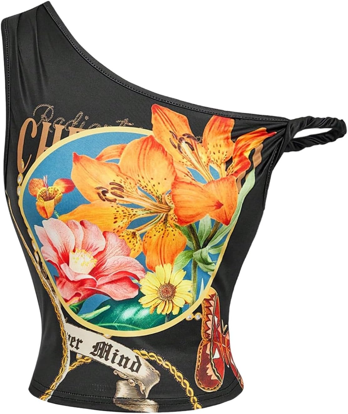 SOLY HUX Women's Y2k Off The Shoulder Tops Vintage Floral Sleeveless Going Out Crop Tank Top Tropical Vacation Outfits
