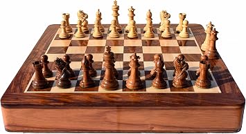 The Chess Empire- Kings Bridle Luxury Wood Complete Chess Set Boxwood & sheesham 3" King Weighted Chess Pieces with 16" Chess Board Staunton Wood Chess Set