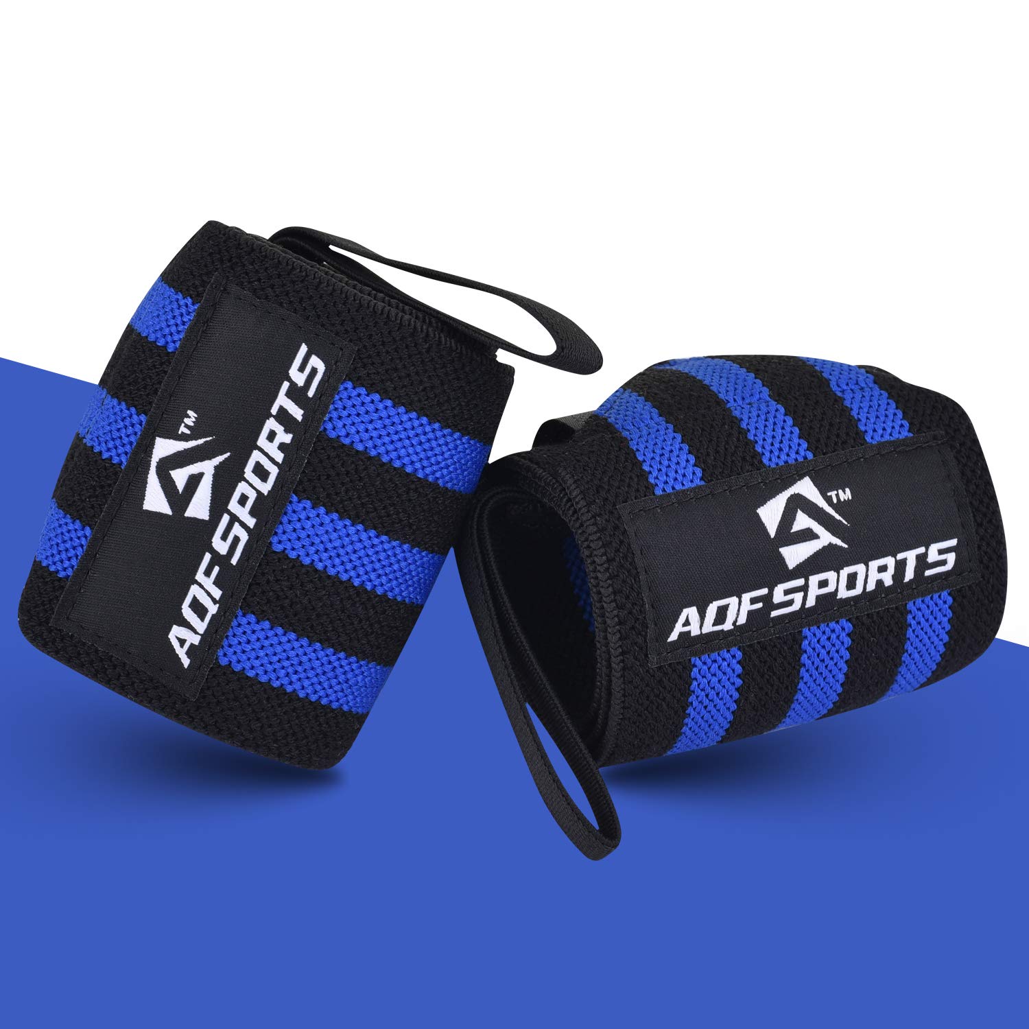 AQF Polsiere Palestra (Set) - IPL USPA Approvato 45cm Polsini Palestra, Gym e Fasce Sollevamento Pesi - Accessori Fitness Tutore Polso con Pollice Loop per Bodybuilding