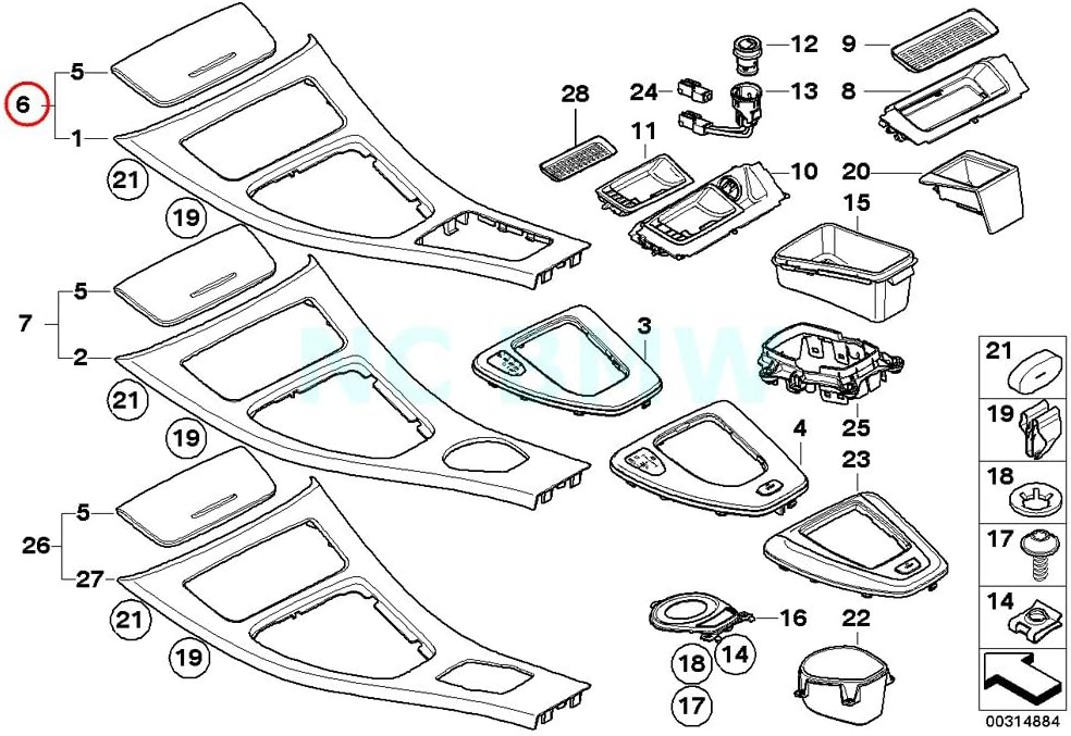 BMW Genuine Aluminium Set Of Centre Console Covers Automotive