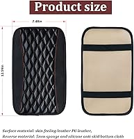 Vista 2 de Moly Magnolia Cojín Acolchado para Consola Central de Automóvil, Cubierta Protectora Universal de Cuero Impermeable para Caja de Asiento