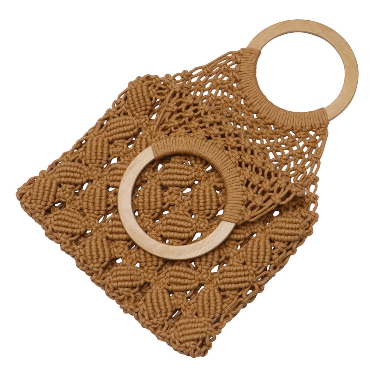 GALPADA Bolso Hecho a Mano de Mano Marrón Tejido Cuerda de Algodón Atractivo y Práctico para Mujer Joven en Verano y Fiestas