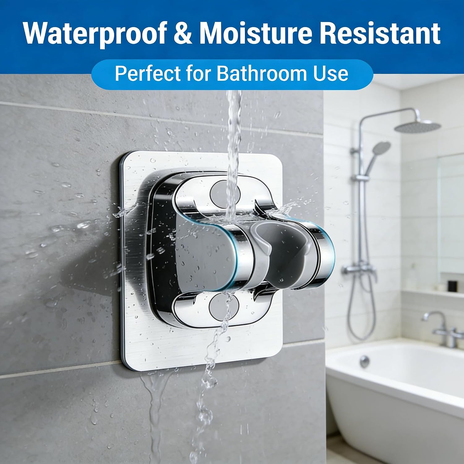 Shower Head Holder for Wall, Strong Adhesive Handheld Shower Holder No Drilling, Adjustable Wall Mount for Bathroom and RV (1 Pack) image 4