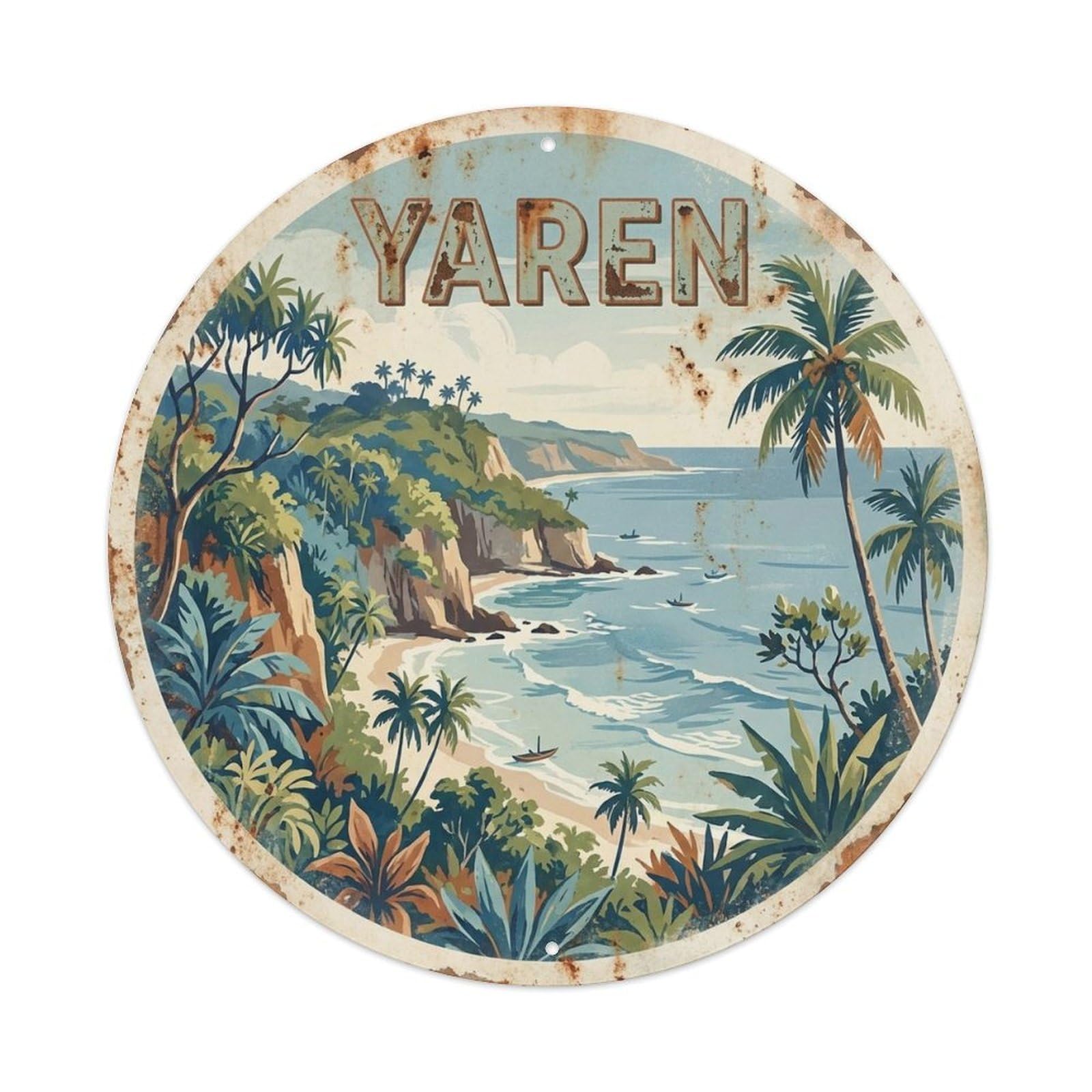 Olyhtr 8X8inch Classic Style Nauru Travel Yaren Pacific Island Capital Classic Metal Tin Sign