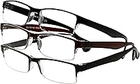 Foster Grant Pete Men's Rectangular Reading Glasses 3-Pack - Timeless Style, Durable Lenses, All-Day Comfort