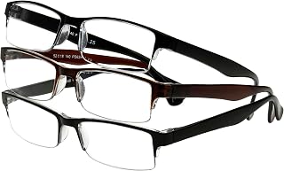 Foster Grant Pete Men's Rectangular Reading Glasses 3-Pack - Timeless Style, Durable Lenses, All-Day Comfort