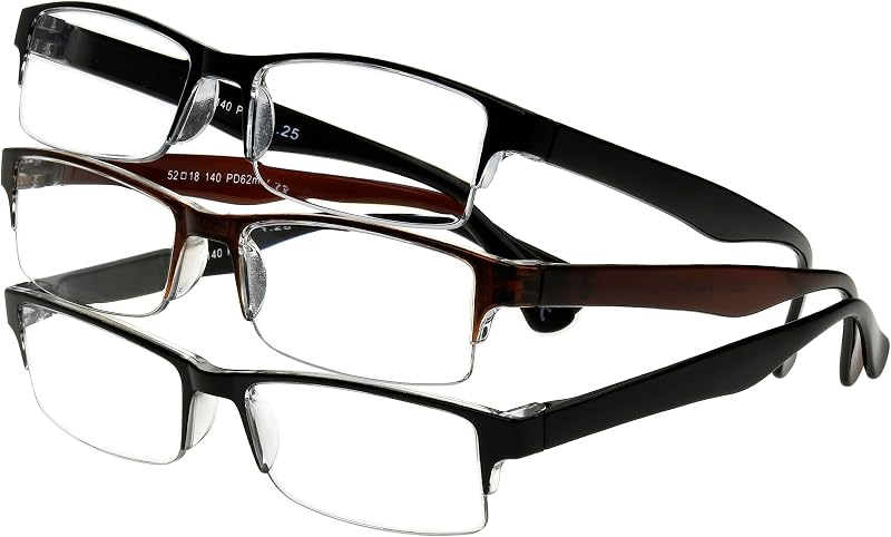 Foster Grant Men's Pete 3-Pack Rectangle Reading Glasses
