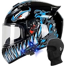 Bluetooth Full Face Motorcycle Helmet, DOT Approved Integrated Helmet, Built-in Dual Speaker with Microphone, Multiple Vents Motorbike Helmet Street Bike Helmet
