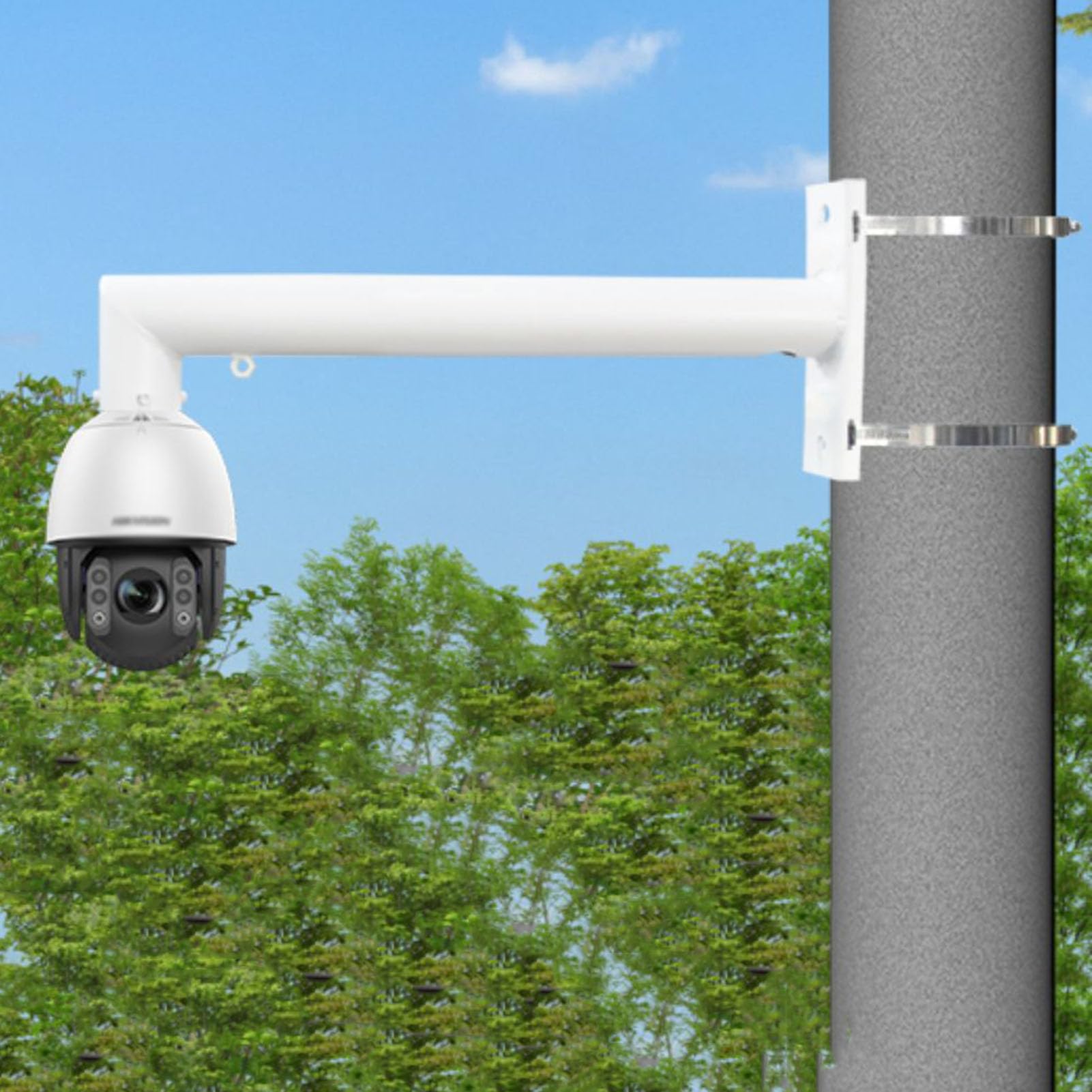 Support pour caméra de surveillance de jardin et fixation poteau